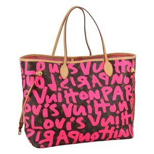 LOUIS VUITTON Monogram graffiti Neverfull GM Tote Bag Fuchsia M93701 Auth